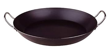 Agnelli Paella sartenes para Pan, Hierro, con 2 Asas en Acero Inoxidable, Negro