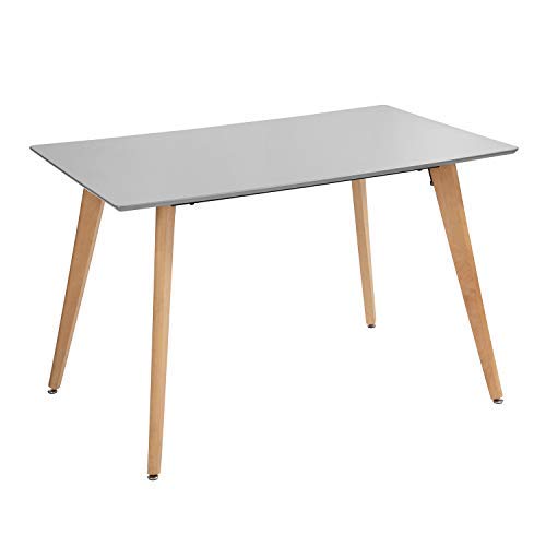 Homy Casa Dining Table Table Kitchen Table Grey Room Side Table with Top MDF and Metal Legs,Rectangular