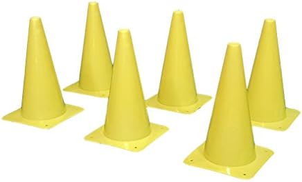 Century Polyethylene Flexible Sport Training Marker Cones, Pack of 6 (Yellow, 18'' (6pcs))