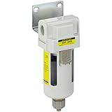 PneumaticPlus SAF3000M-N03B Compressed Air Particulate Filter, 3/8" Pipe Size, NPT-Manual Drain, Poly Bowl, 10 μm