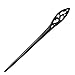FINGER LOVE LUX Crystal Rhinestone Pearl Enamel Hair Stick with Tassels (A, Black)