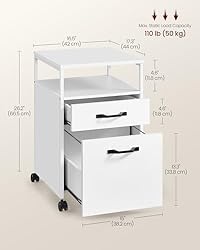 VASAGLE File Cabinet, Mobile Filing Cabinet with