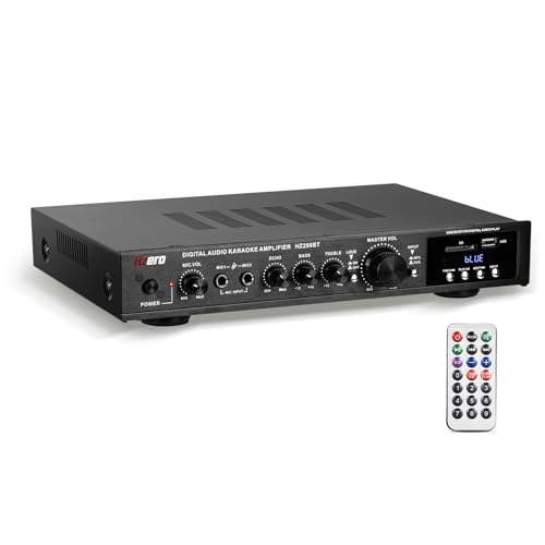 HZERO Amplificador de Audio para Casa de 5 Canales RMS 150W*2 para Altavoces de 5-8 Pulgadas, Amplificador de Altavoz, Bluetooth, Radio MP3/USB/SD/FM Amplificador 5 Canales, Hi-Fi Integrado 110V
