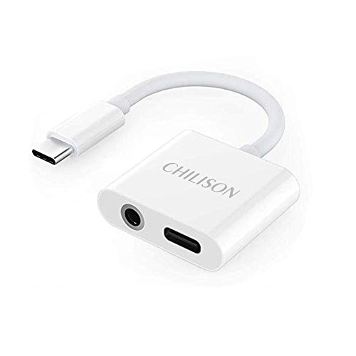 CHILISON USB C to 3.5mm Headphone Adapter, 2 in 1 Audio Adapter and Fast Charging Dongle Compatible for Pixel 3/3XL/Pixel 2/2 XL, iPad pro 2018,Essential Phone, HTC and More White
