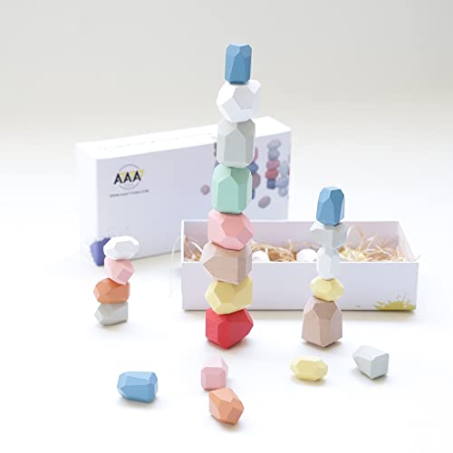 AAA777USA Montessori Stacking Wooden Rocks Balancing Stone Preschool