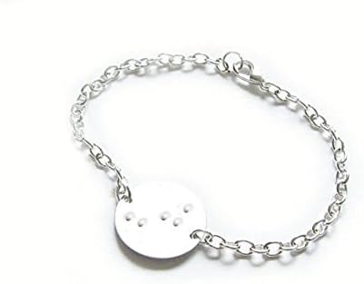 Braille Initial Bracelet, Hand Stamped Silver Plated Chain Bracelet, Handmade Bracelet