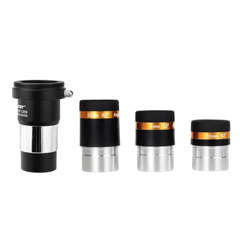 Svbony Eyepiece Set with 2X Barlow Lens, Telescope Eyepiece 62° Wide Angle 4mm 10mm 23mm and Metallic Barlow, 1.25 Inch FMC Lens for Planetary and Lunar Galaxy Observations