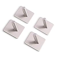 LJLink 3M Adhesive Hooks, Self Adhesive Coat Towel Key Wall Mount Hanging Hooks, Strong Power Heavy Duty, Waterproof, for Bathroom Kitchen Bedroom Office, SUS 304 Brushed Stainless, 4 Pack