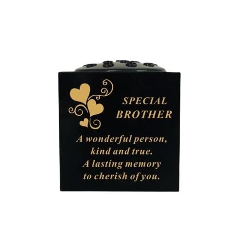 David Fischhoff Graveside Memorial Black & Gold Rose Bowl with Hearts - Special Brother