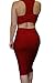 Womens Crop Top Midi Skirt Outfit Two Piece Bodycon Bandage Dress Small Red