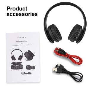 Cuffie Bluetooth LOBKIN Auricolari Stereo con Microfono Bluetooth 4.1 Pieghevole Over-Ear Senza Fili Cuffie con Microfono Ricaricabile Riduzione del Rumore Interno Supporto SD/TF Card (black)