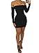 TOB Women's Sexy Off Shoulder Backless Lace Up Club Bodycon Mini Dress,Black,X-Large
