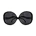 SA106 Wavy Curly Drop Temple Extra Large Round Butterfly Sunglasses Black
