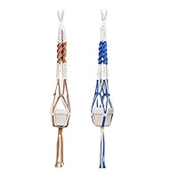 SWETON 2PCS Plant Hanger Set Hanging Planter Handmade Jute Rope for Indoor Outdoor Flower Pots