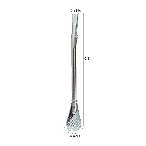 Yerba Mate Bombilla, Tea Bombilla Gourd Drinking Filter Straws Stirrer 304 Food-Grade Stainless Steel Straw with 6.3" Length, 1 PCS (Silver)
