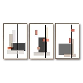 3 Piece Framed Canvas Home Artwork Decoration Abstract Color Block Canvas Wall Art for Living Room, Bedroom - 16"x24"x3 Panels