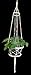 4 Legs Macrame Cotton Plant Hanger & Holders with Bamboo Ring Inside and Brown Wood Bead Decoration for Plant Pot Natural Color, 31-inches Length (Beige)