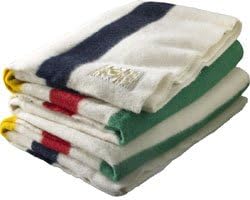 Hudson Bay 8 Point Blanket, Natural with Multi Stripes - Free Hudson Bay Scarf Included