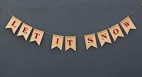 Boston Creative Company LET IT Snow Christmas Banner Ready to Hang Holiday Decor Festive Burlap Seasonal Winter Decoration Frozen Theme Party Decorations Rustic Snowflake Bunting Garland Flag - Thumbnail 4