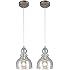 Westinghouse Industrial One-Light Adjustable Mini Pendant with Handblown Clear Seeded Glass, Brushed Nickel Finish - 2 Pack