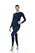 Thermajane Long Johns Thermal Underwear for Women Fleece Lined Base Layer Pajama Set Cold Weather (Small, Navy)