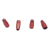 LEERYA 4Pc BicycleWheel Rim Tyre Stem Air Valve Caps Dust Cover (Red)