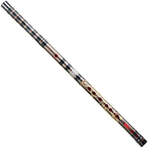 Flutes Chinese Dizi Black Bamboo Whole Flute for Professional Performance Dragon and Phoenix Carving Musical Instrument Factory Outlets Popular Gift Piccolos (Color : C Key)