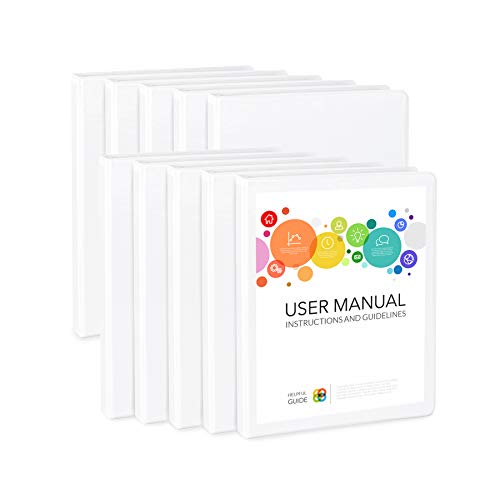 Blue Summit Supplies 10 Pack of 1/2 Inch 3 Ring Economy Binders, White, Bulk Clear Cover Binders for Home, Office, and School, 8 1/2 inch x 11 Inch Paper, Value Pack