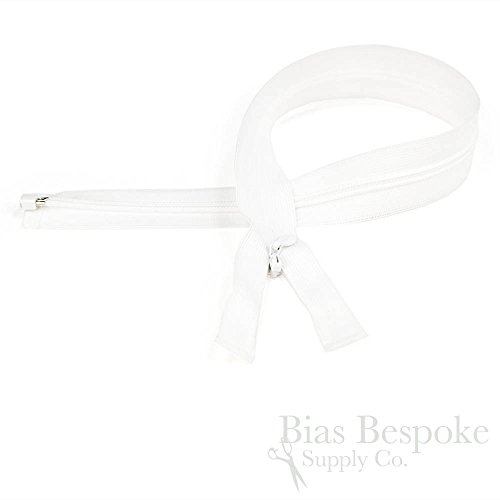 18" Invisible Separating Zipper, White, Bias Bespoke Brand