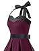DRESSTELLS 1950s Dress for Women, Vintage Pinup Homecoming Cocktail Party Dress for Teen, 50's Formal Halter Wedding Tea Dress, Retro Rockabilly Audrey Hepburn Swing Dresses Burgundy Black XS