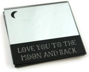 Set of 2"I Love You to The Moon and Back" Mirrored Glass Numbers Coasters