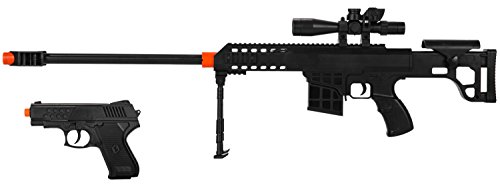 2-IN-1 MINI AIRSOFT BB SPRING SNIPER RIFLE GUN & SIDE-ARM PISTOL - 1/2 SCALE -