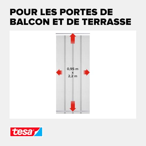 Insect Stop Lamella STANDARD pour Portes - Rideau 4 Parties de Filets Anti-Moustiques avec Bandes Auto-Agrippantes - Sans Perçage - Blanc, 95 x 220 cm