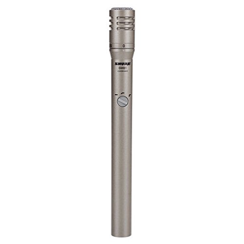 Shure SM81-LC Cardioid Condenser Instrument Microphone for Guitar, Piano, and Cymbals, Includes Swivel Adapter, Attenuator-Switch Lock, Windscreen, Carrying Case, No Cable Included (SM81-LC)