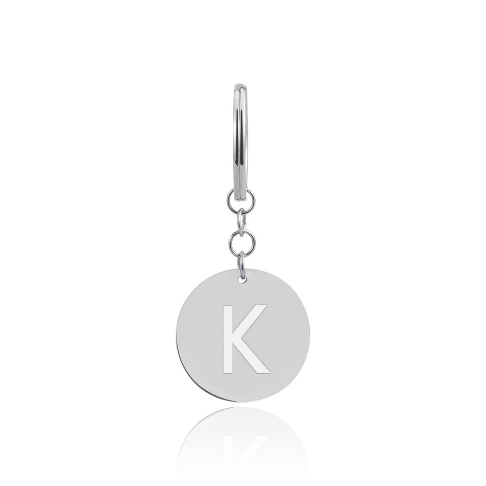 Gd. GOOD.designs EST. 2015 Keyring letter K with shopping chip - Personalised pendant with engraving in stainless steel silver - Shopping trolley release for all shopping trolleys