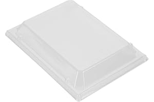 Restaurantware LIDS ONLY: Taipei 6.8 x 5.3 x 1.4 Inch Rectangle Lids 100 Plastic Lids For 20 Ounce Rectangle Wooden Containers - Containers Sold Separately Clear Plastic To Go Box Lids
