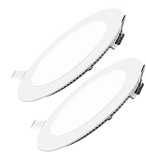 2 Pack 9W LED Panel Light 4500K Neutral White LED Recessed Light Round Ultra Slim Recessed Ceiling Flat Down Light Indoor Lighting for Home Living Room Bedroom Office Corridor Hallways