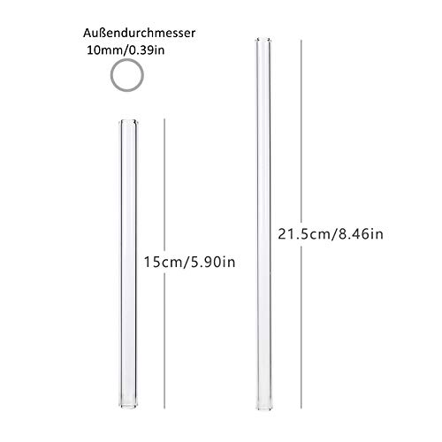 12St Glas Strohhalme Wiederverwendbare Kurze & Lang, 10mm Transparent Breite Trinkhalme Glas, Glasstrohalme… – Bild 3