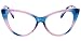 SOOLALA Ladies 50mm Lens Fashion Designer Cat Eye Reading Glasses Customized Strengths, PinkBlueLeo, 1.75