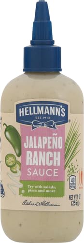 HELLMANN’S DRESSING AND DIP FOR BURGERS, SANDWICHES, AND MORE JALAPENO RANCH DRIZZLE SAUCE SQUEEZE BOTTLE 9 OZ