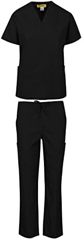 MAR SCRUBS Medical Uniform Women and Man Medical Scrubs SETS Top and Pants black-S
