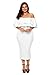 GOSOPIN Women's Off Shoulder Ruffle Bodycon Fit Sexy Midi Dresses Floral Print Medium White