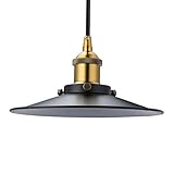 Vintage Industrial Pendant Light with Adjustable Cord, Elfeland Ceiling Mounted light 1 Light, 8.8'' Diameter, Antique Tone Lampshade for Kitchen Dining Room Counter