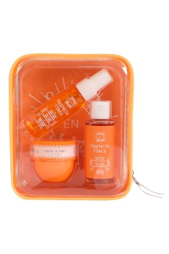 Valencia Vibes Skincare Gift Set, 3-Piece Beauty Collection with Body Butter and Spray, Orange