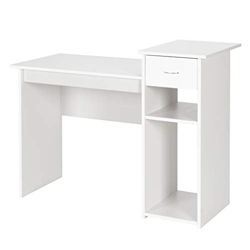 Tangkula White Compact Computer Desk Perfect Small Desk For Samll Space Modern Simple Wooden Study Desk Writing Desk With Storage Drawer Compartments Home Office Desk White Pricepulse