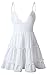 ECOWISH Womens V-Neck Spaghetti Strap Bowknot Backless Sleeveless Lace Mini Swing Skater Dress White M