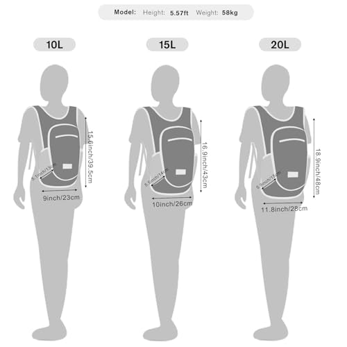 G4Free Kleiner Rucksack, 10/15 l, faltbar, leicht, verstaubar, Tagesrucksack, Reisen, Outdoor, Wandern, Schultertasche, grau, 10Liters thumbnail 2