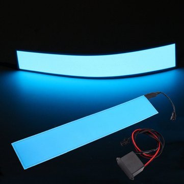 C-FUNN 12X2 Inch 12V Flexible Electroluminescent Tape El Panel Backlight Decorations Light With Inverter - Blue