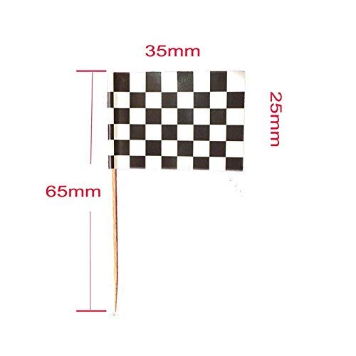 iMagitek 100 Pack Checkered Racing Flag Picks Food Fruit Toothpicks Cupcake Toppers Party Decorations Cocktail Sticks for Themed Party Decorations