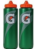 Set of 2 Gatorade Leakproof Green Orange Sport Squeeze Water Bottles 20 Oz